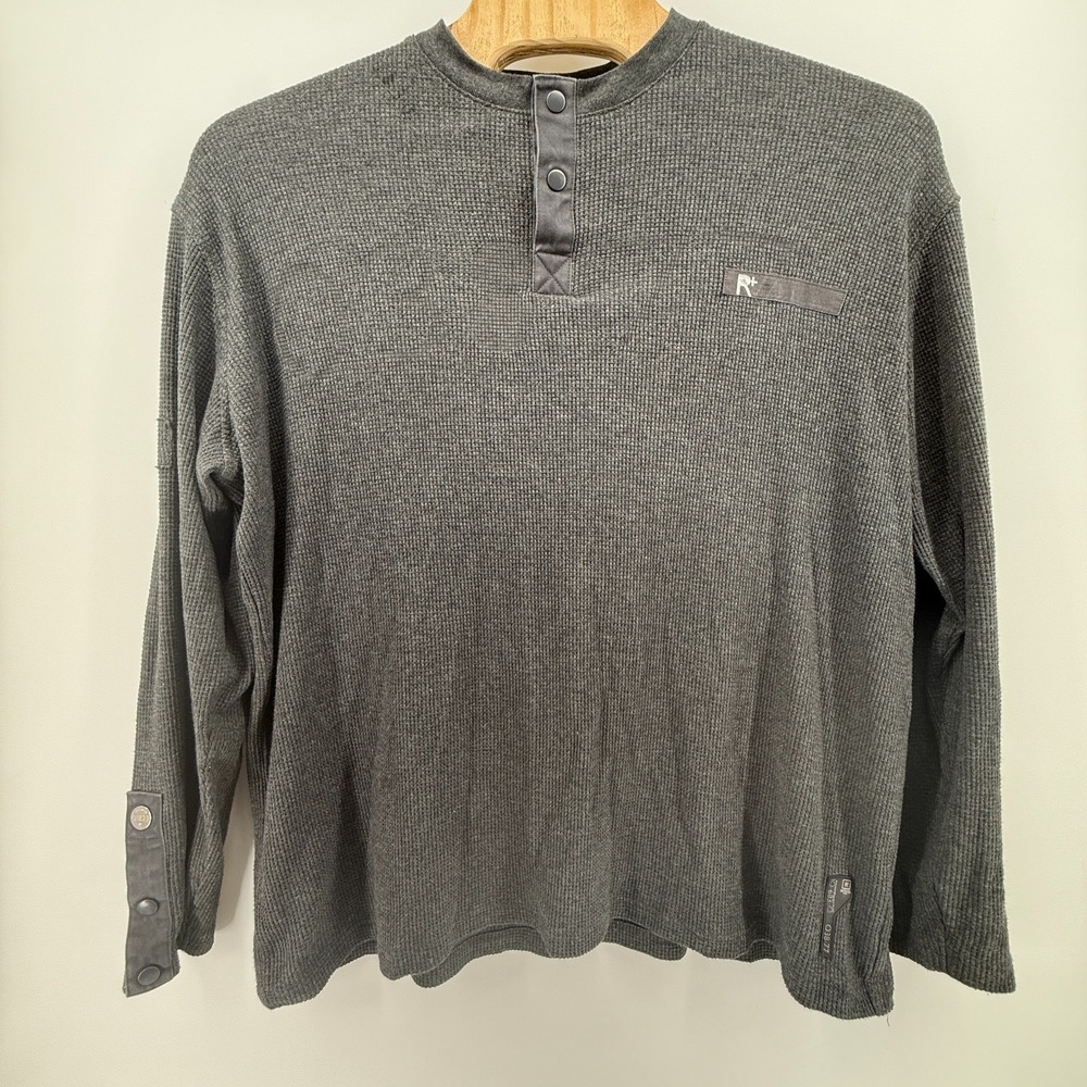 Rocawear‎ Henley Men's Cotton Grey Sz 2XL Shirt Long Sleeve Logo Layered Outdoor